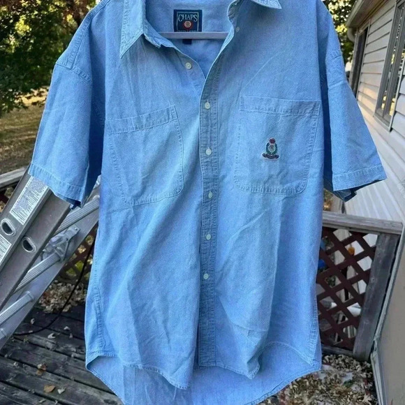 Short Sleeve Chaps Ralph Lauren Button Up Size Large - Picture 7 of 8